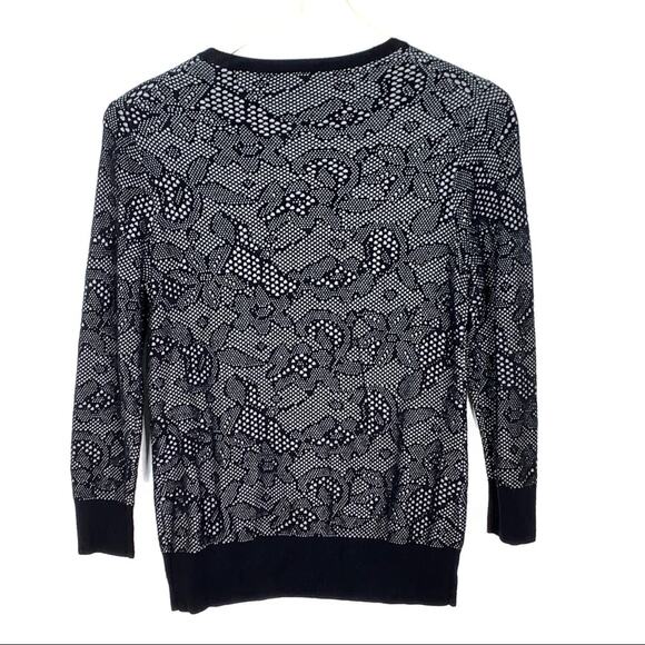 Ann Taylor black and gray zippered floral sweater size small S - Picture 4 of 5